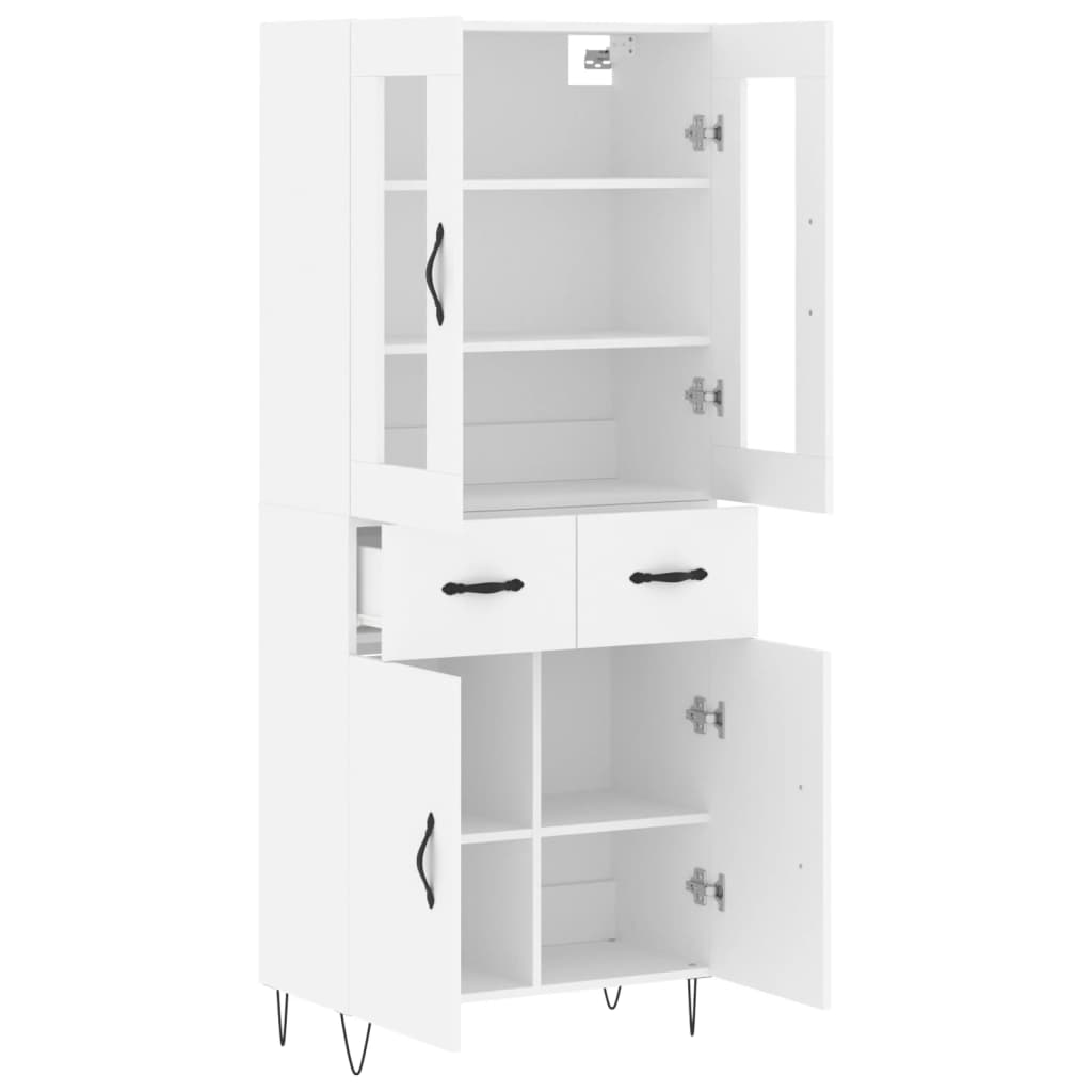 Highboard White 69,5x34x180 cm Engineered Wood