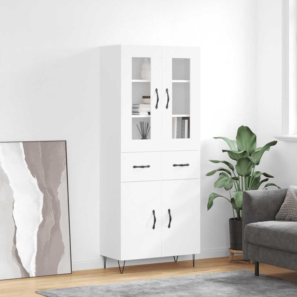 Highboard White 69,5x34x180 cm Engineered Wood