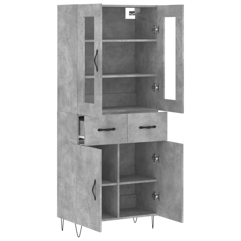 Highboard Concrete Grey 69,5x34x180 cm Engineered Wood