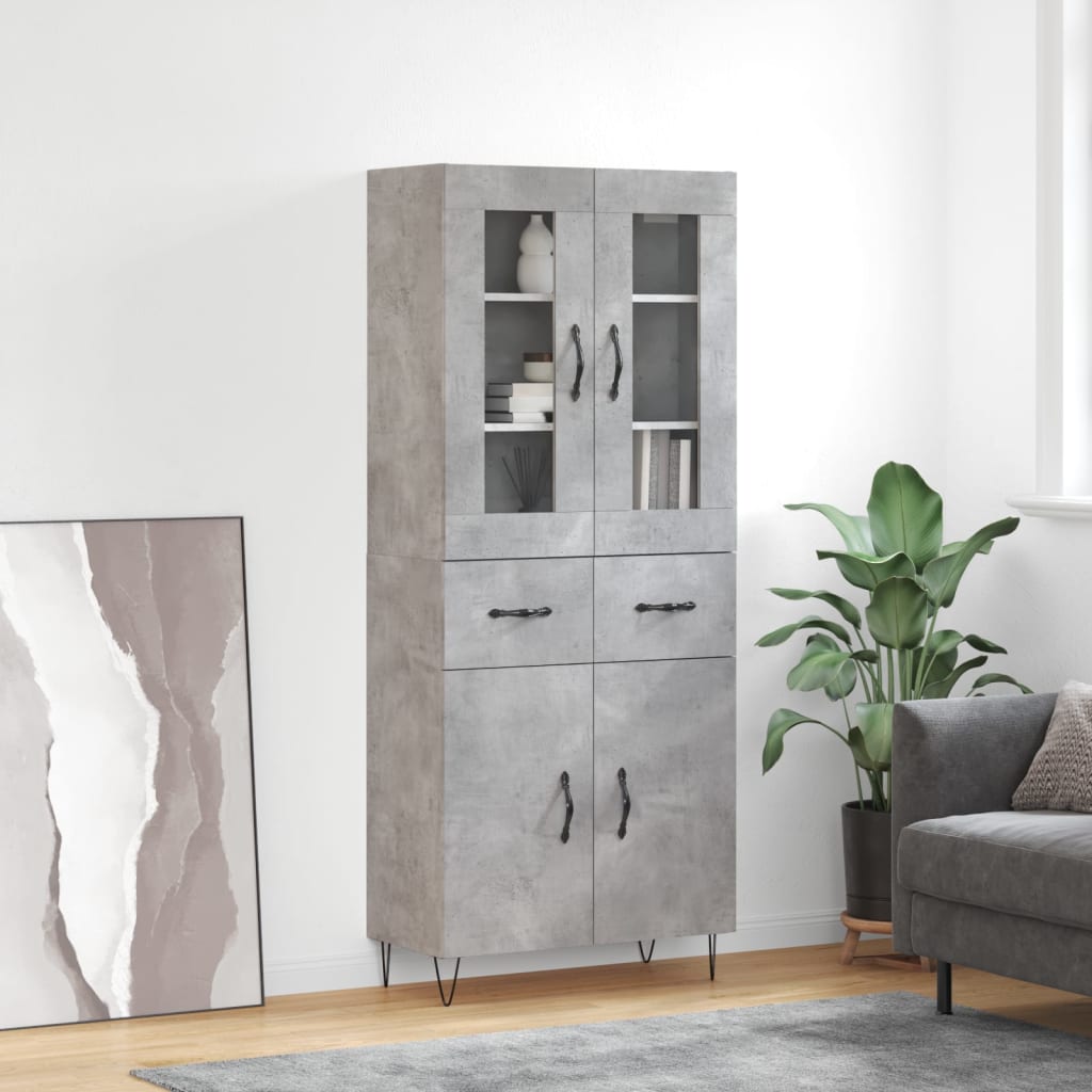 Highboard Concrete Grey 69,5x34x180 cm Engineered Wood