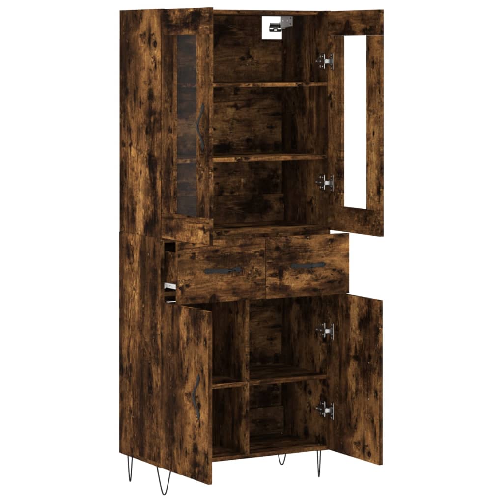 Highboard Smoked Oak 69.5x34x180 cm Engineered Wood
