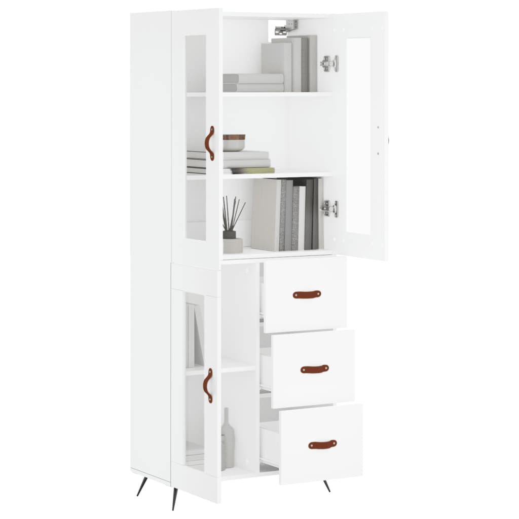 Highboard White 69,5x34x180 cm Engineered Wood