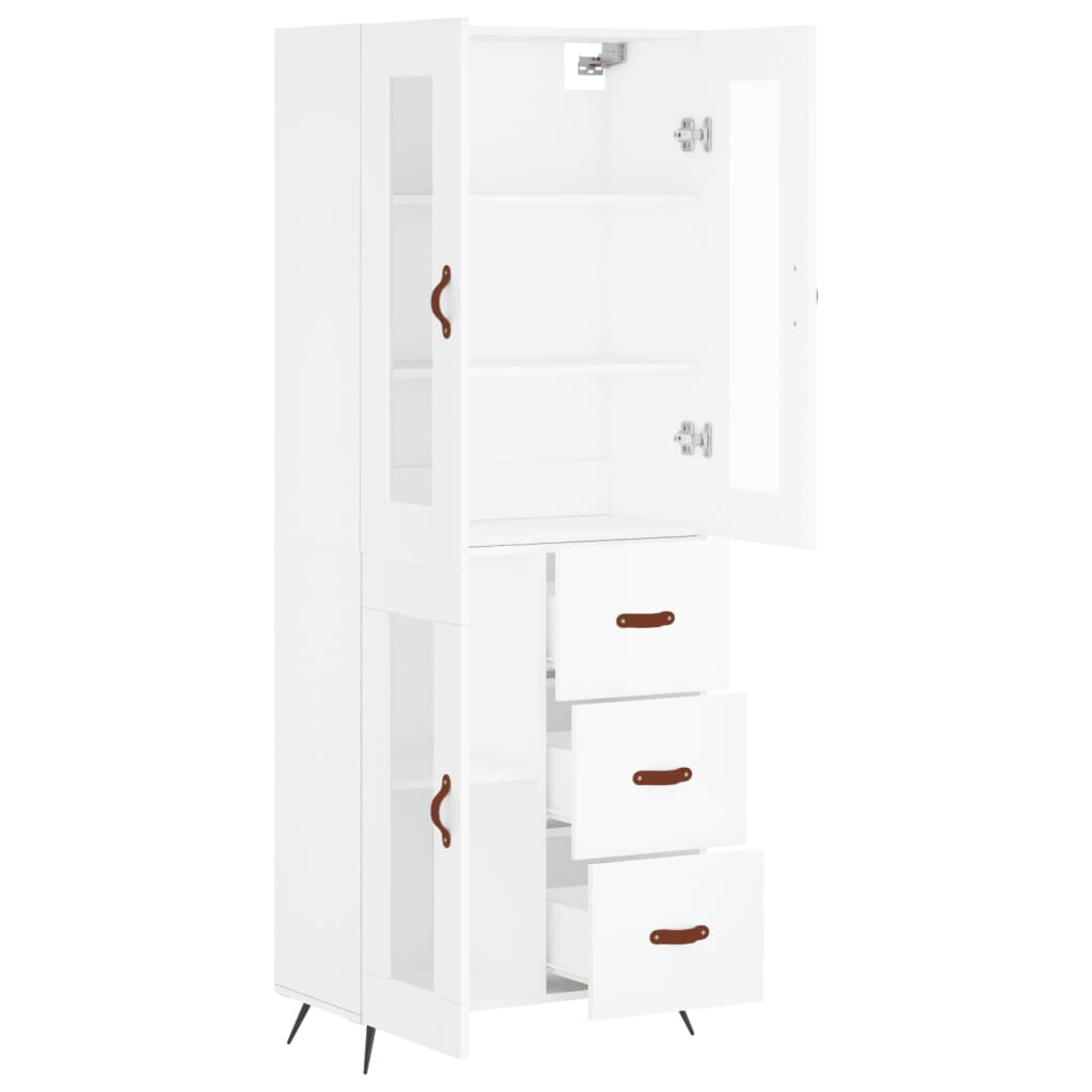Highboard White 69,5x34x180 cm Engineered Wood