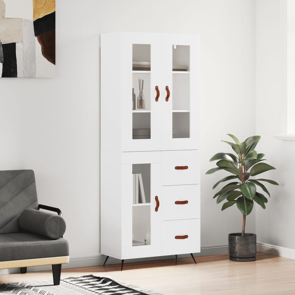 Highboard White 69,5x34x180 cm Engineered Wood