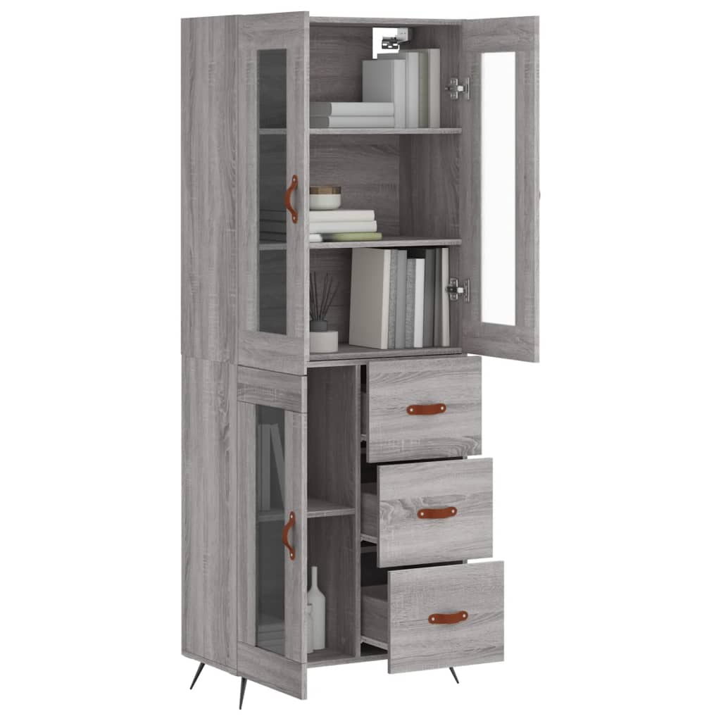 Highboard Grey Sonoma 69,5x34x180 cm Engineered Wood