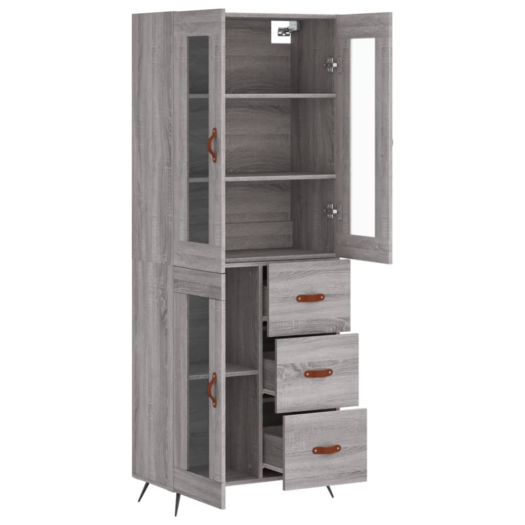 Highboard Grey Sonoma 69,5x34x180 cm Engineered Wood