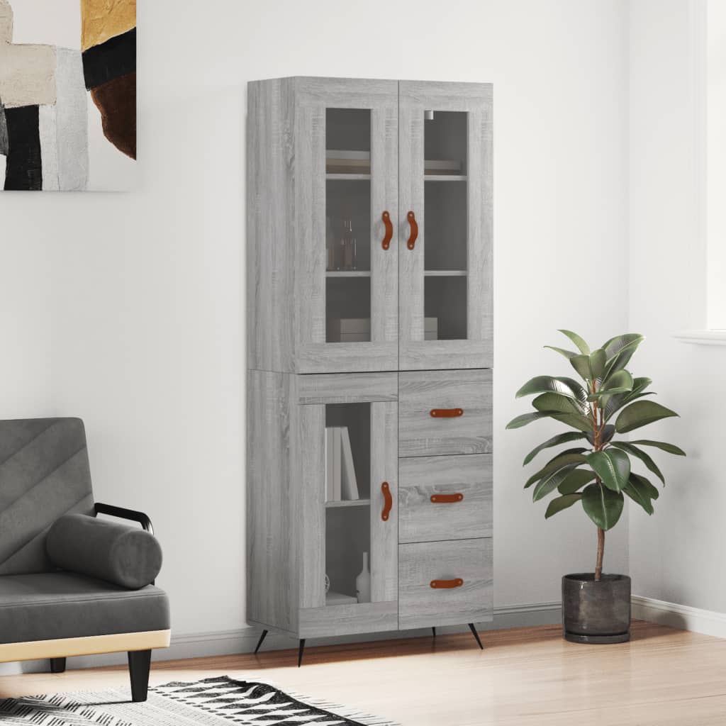 Highboard Grey Sonoma 69,5x34x180 cm Engineered Wood