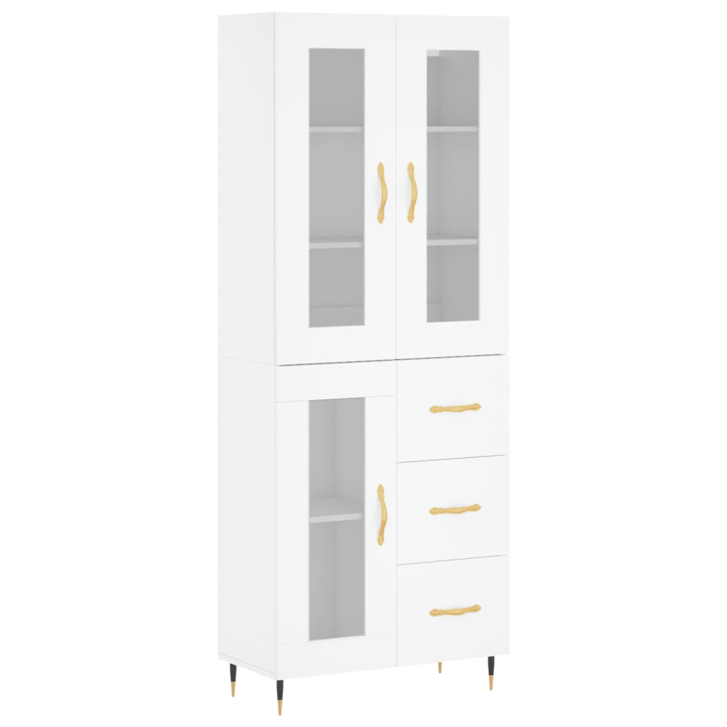Highboard White 69,5x34x180 cm Engineered Wood
