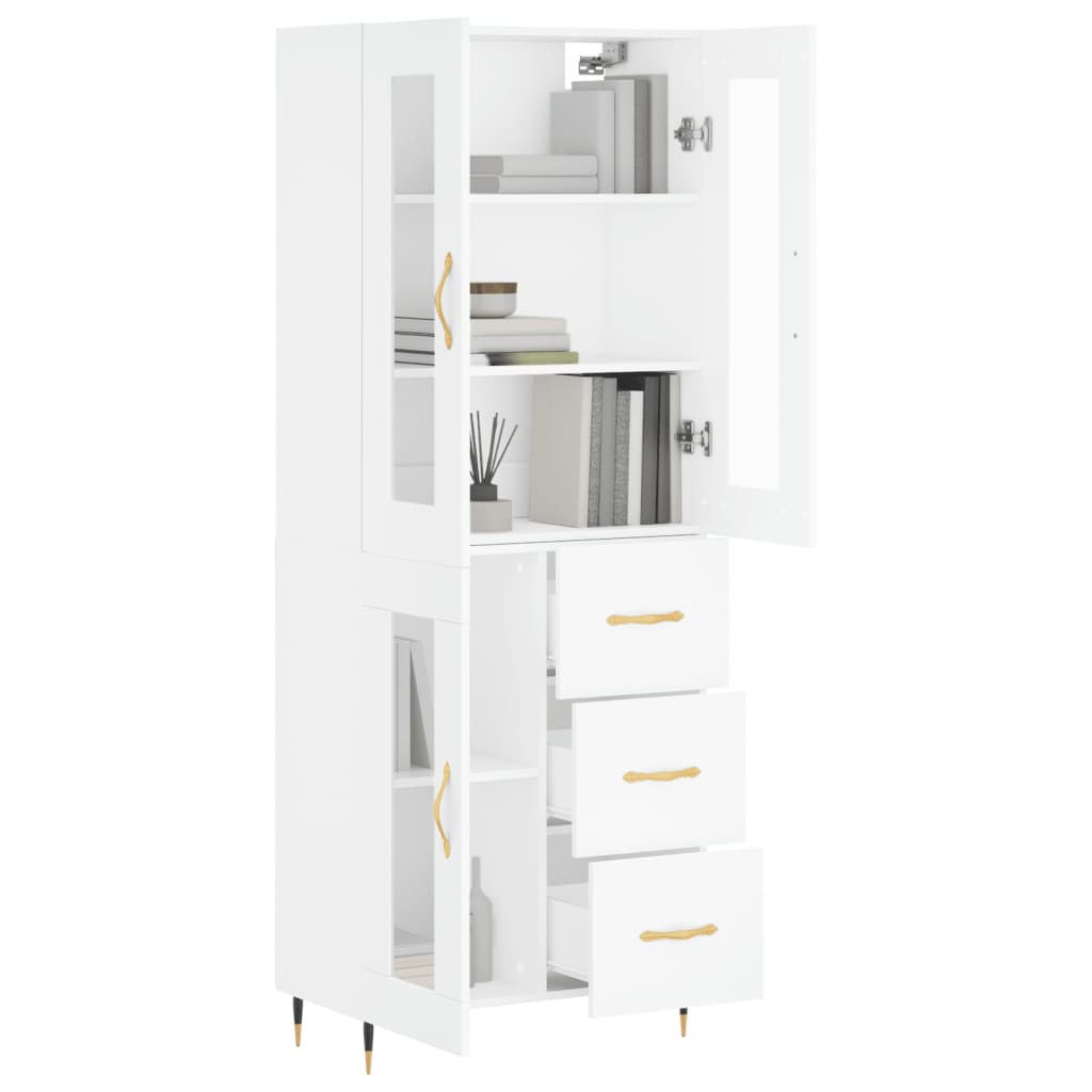 Highboard White 69,5x34x180 cm Engineered Wood