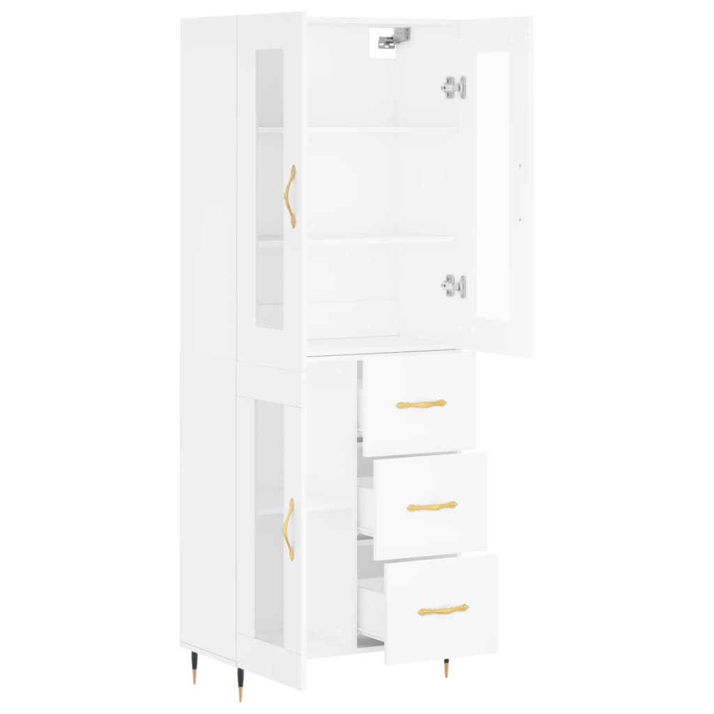 Highboard White 69,5x34x180 cm Engineered Wood