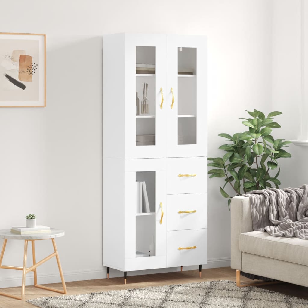 Highboard White 69,5x34x180 cm Engineered Wood
