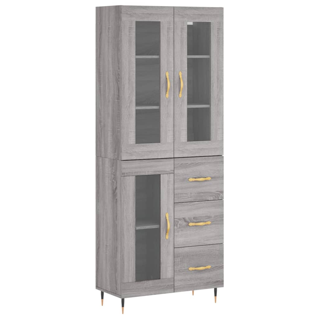 Highboard Grey Sonoma 69,5x34x180 cm Engineered Wood