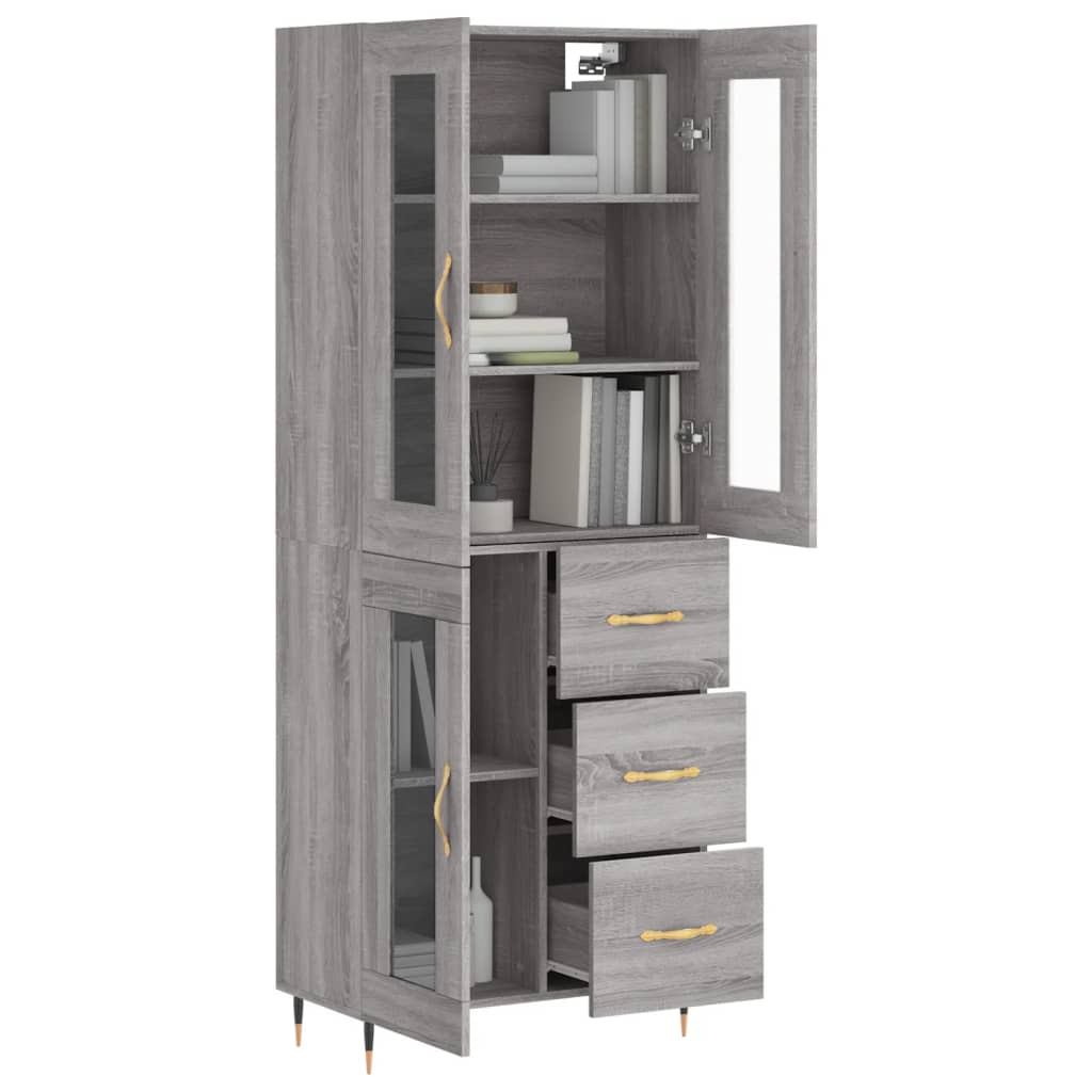 Highboard Grey Sonoma 69,5x34x180 cm Engineered Wood