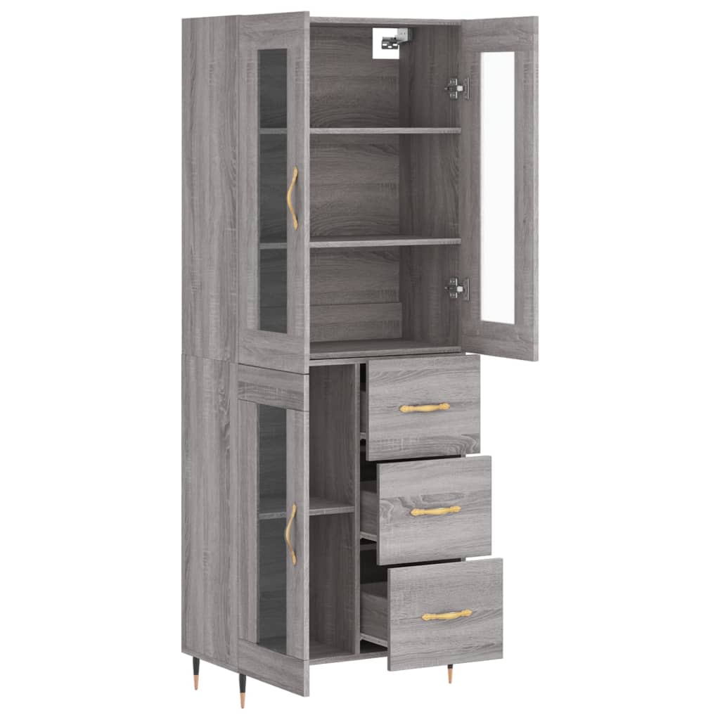 Highboard Grey Sonoma 69,5x34x180 cm Engineered Wood