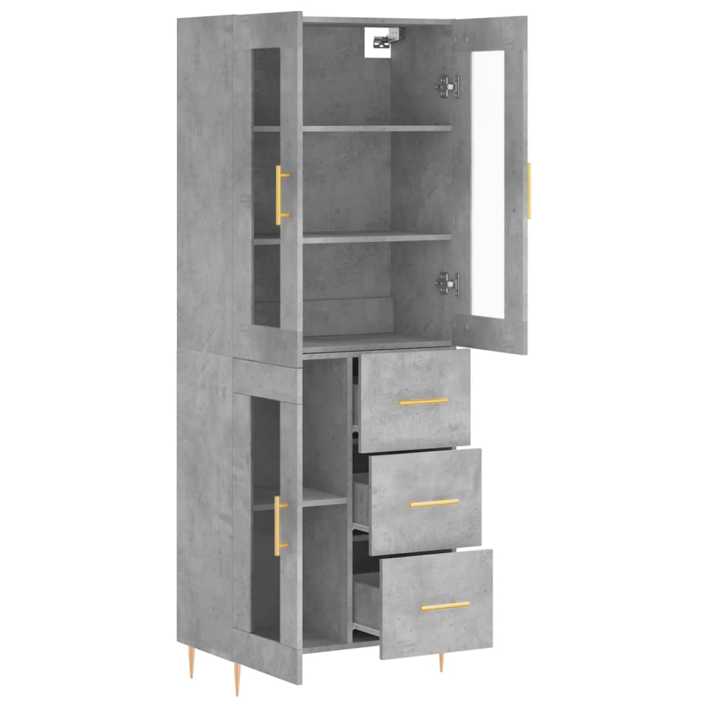 Highboard Concrete Grey 69,5x34x180 cm Engineered Wood