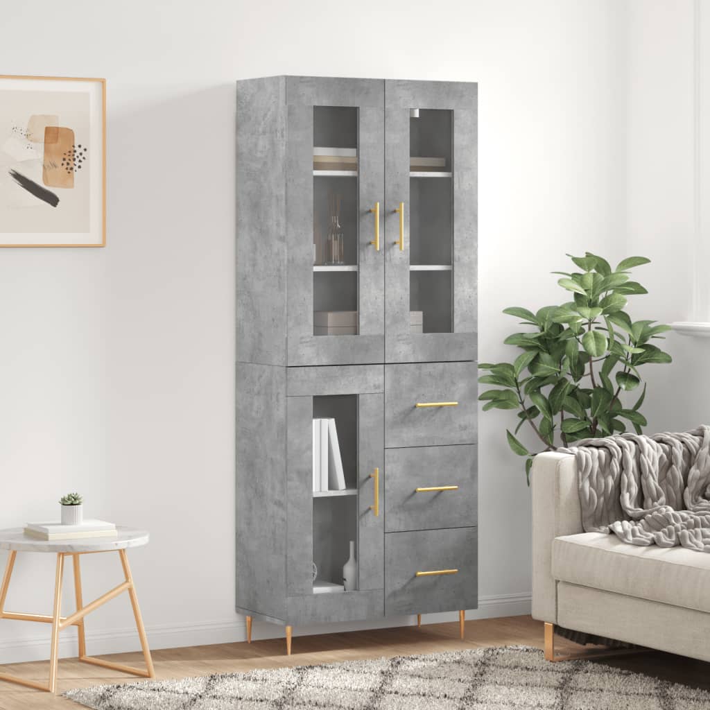 Highboard Concrete Grey 69,5x34x180 cm Engineered Wood