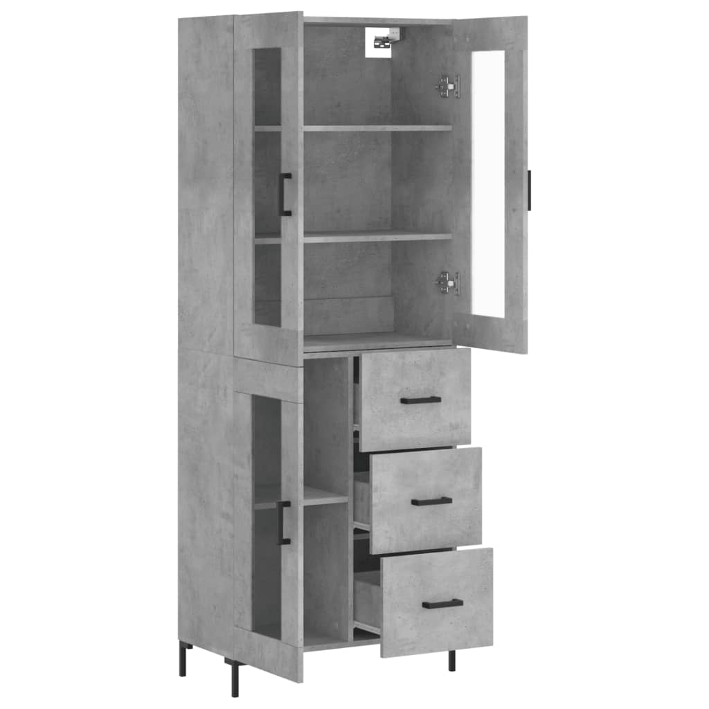 Highboard Concrete Grey 69,5x34x180 cm Engineered Wood
