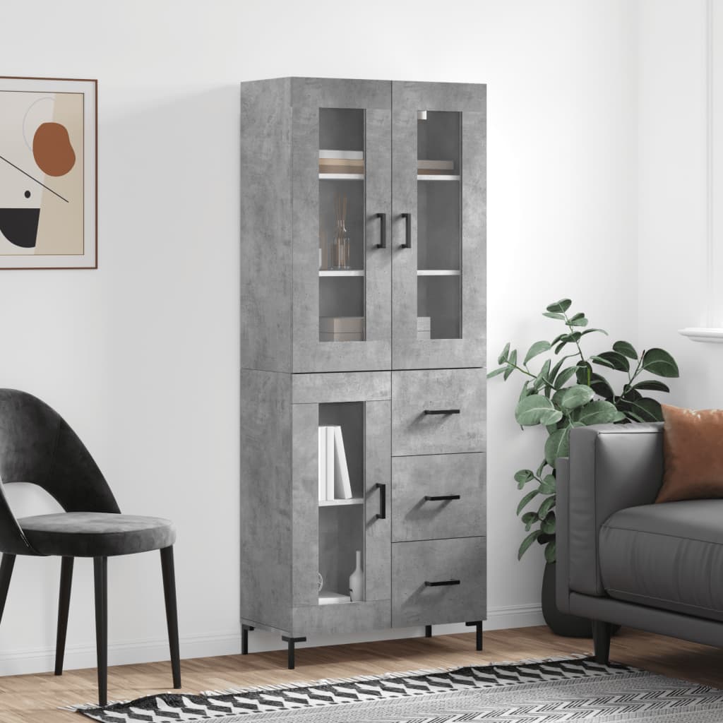 Highboard Concrete Grey 69,5x34x180 cm Engineered Wood