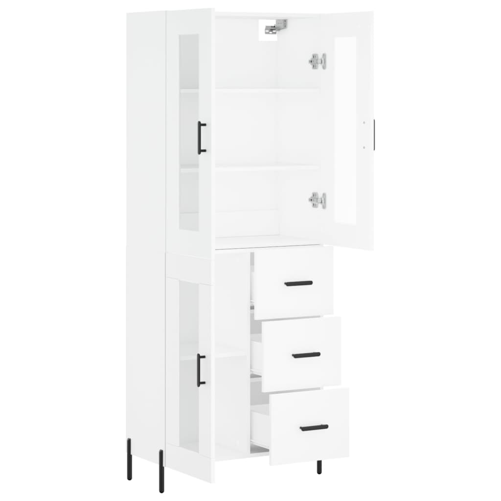 Highboard White 69,5x34x180 cm Engineered Wood