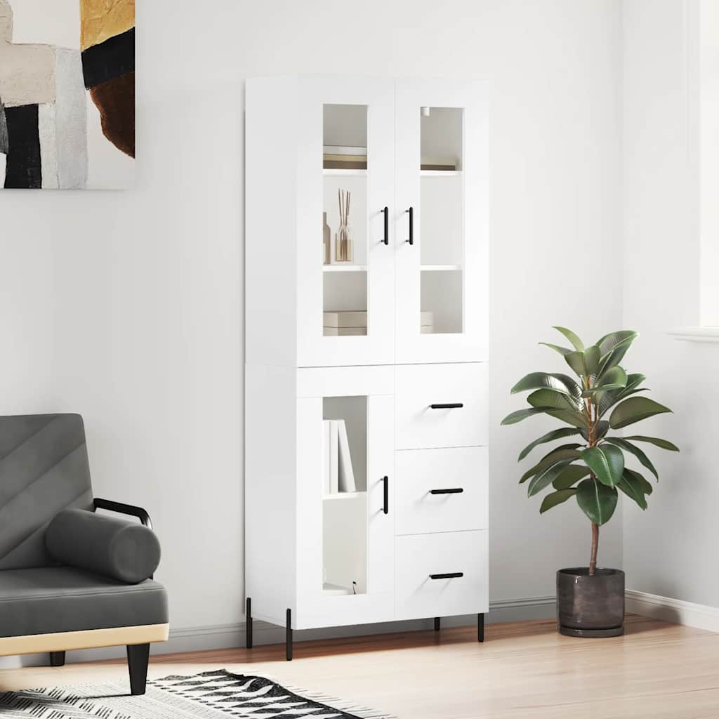 Highboard White 69,5x34x180 cm Engineered Wood