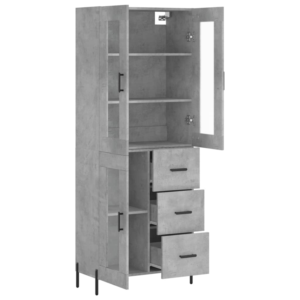 Highboard Concrete Grey 69,5x34x180 cm Engineered Wood