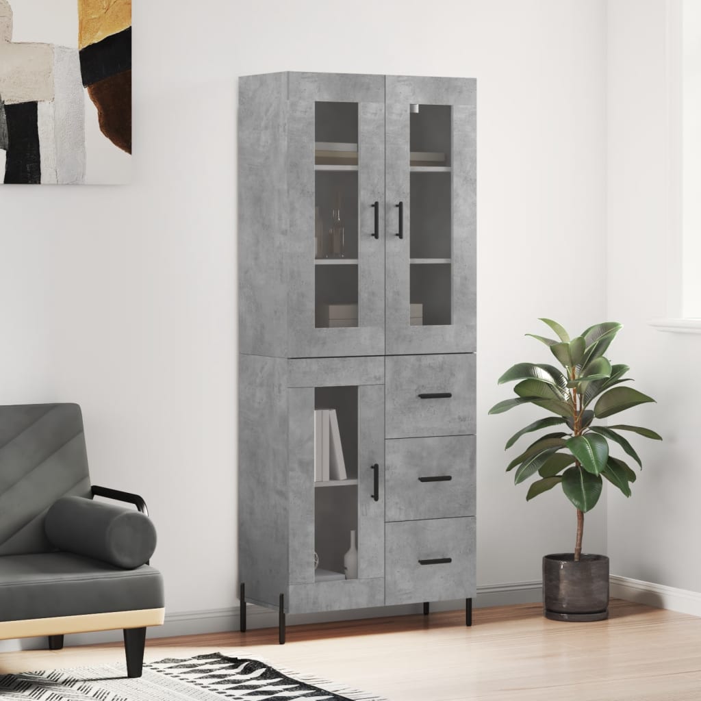 Highboard Concrete Grey 69,5x34x180 cm Engineered Wood