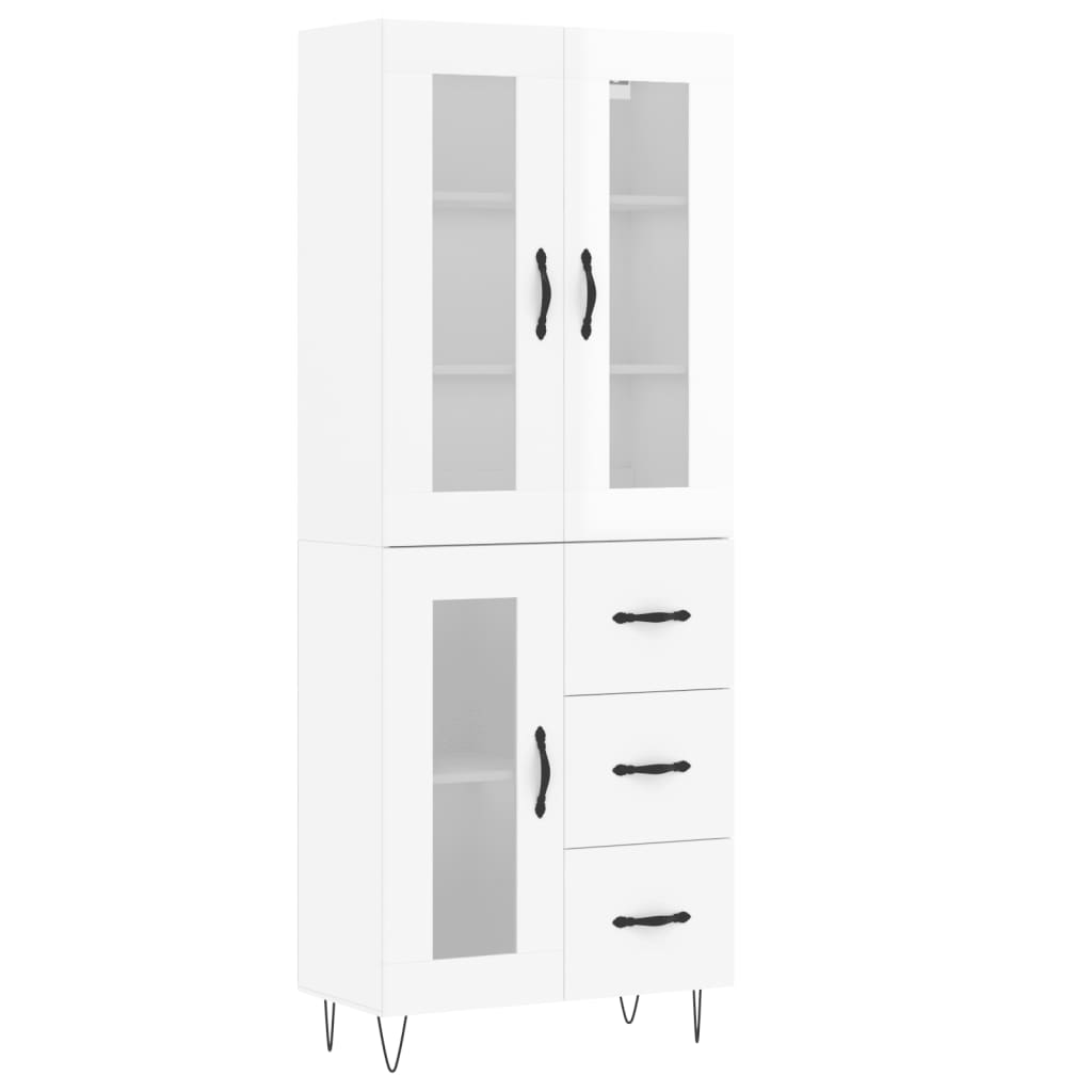 vidaXL Highboard High Gloss White 69.5x34x180 cm Engineered Wood