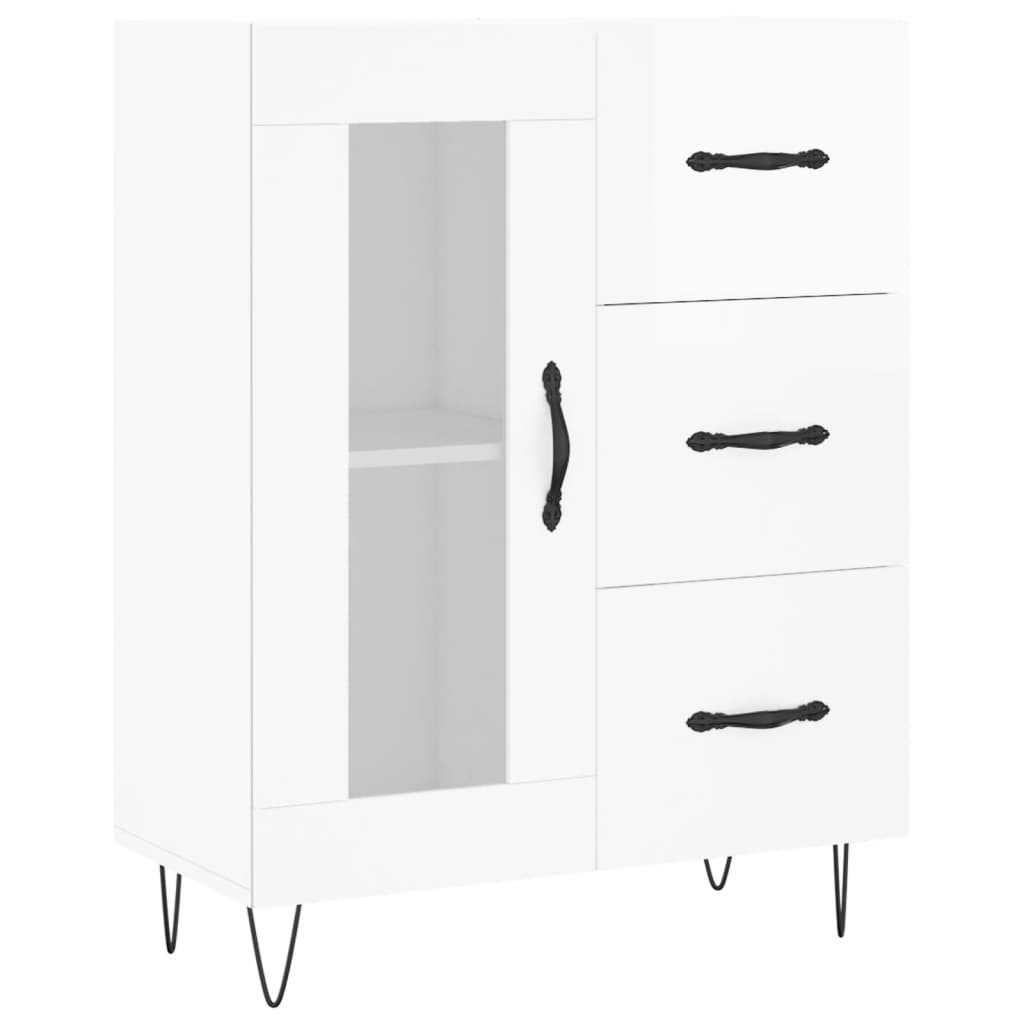 vidaXL Highboard High Gloss White 69.5x34x180 cm Engineered Wood