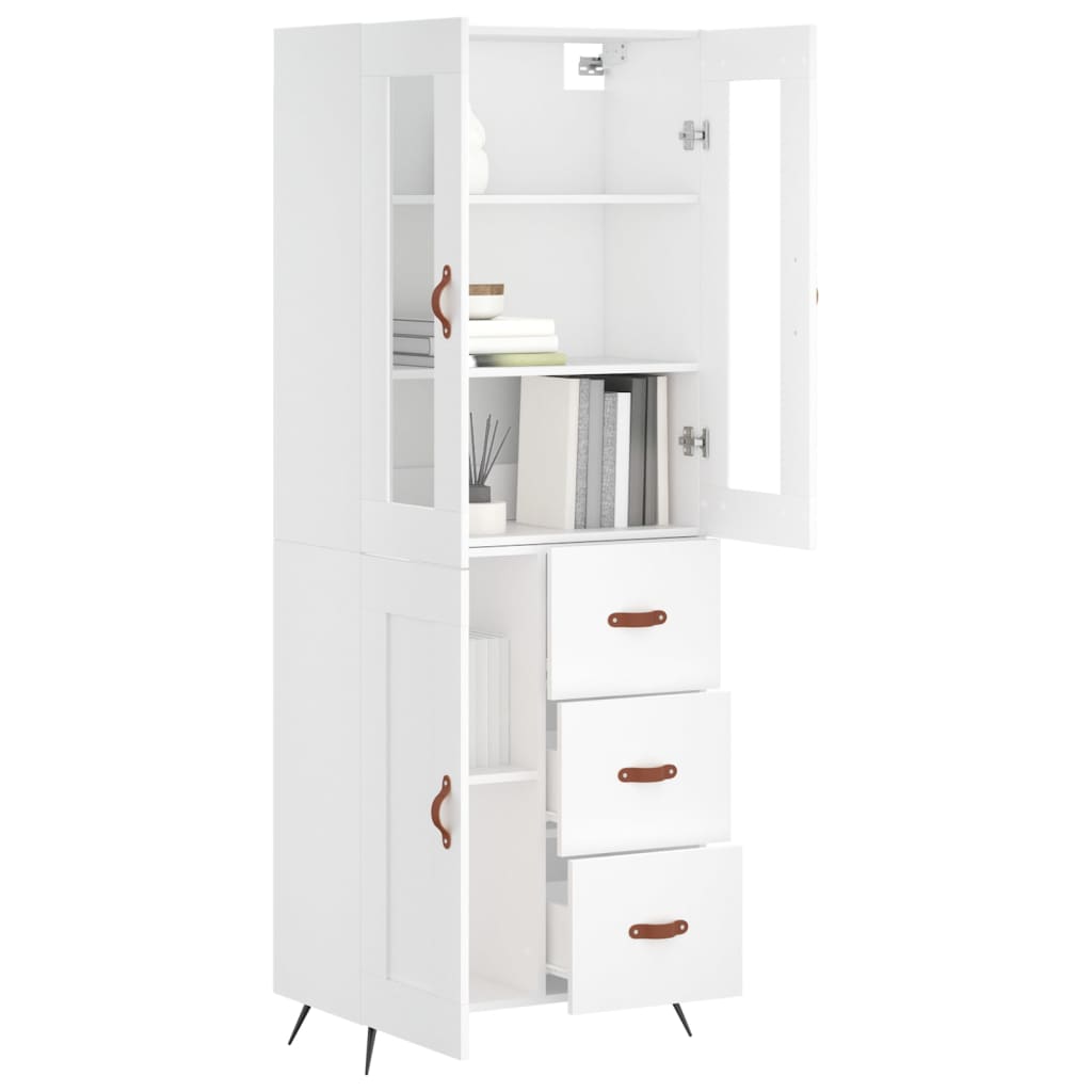 Highboard White 69,5x34x180 cm Engineered Wood