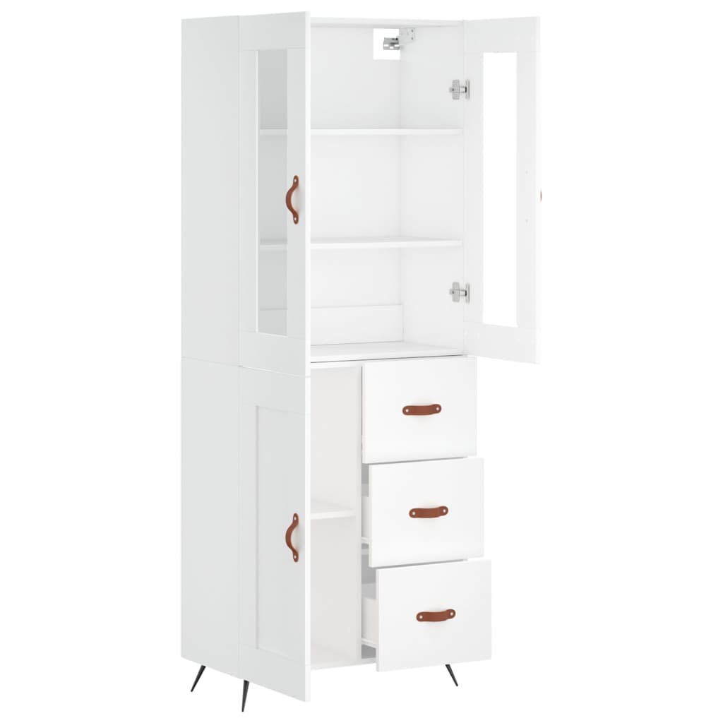 Highboard White 69,5x34x180 cm Engineered Wood