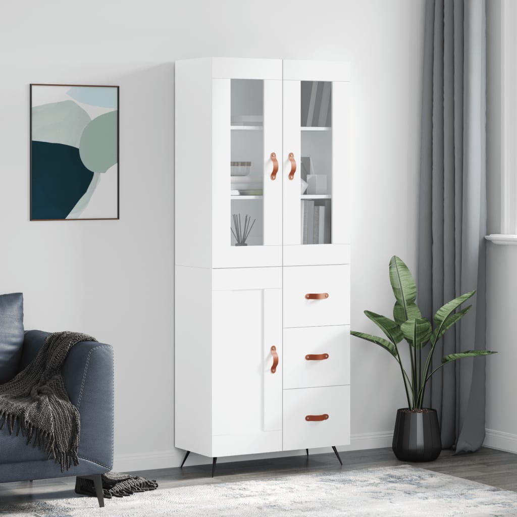 Highboard White 69,5x34x180 cm Engineered Wood