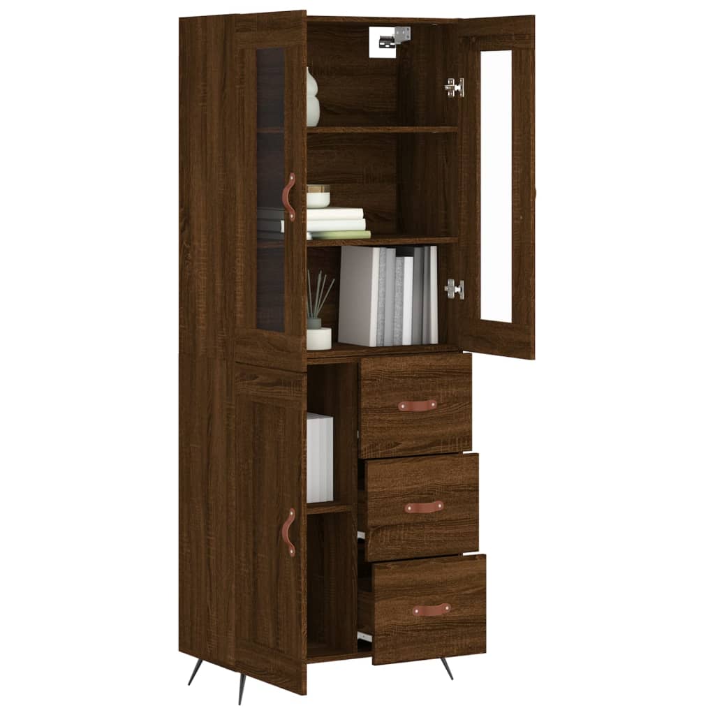 vidaXL Highboard Brown Oak 69.5x34x180 cm Engineered Wood