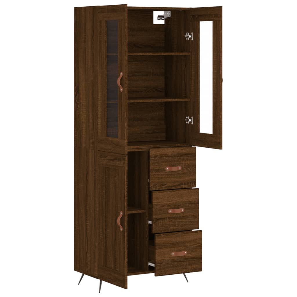 vidaXL Highboard Brown Oak 69.5x34x180 cm Engineered Wood