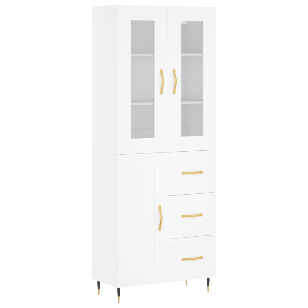 Highboard White 69,5x34x180 cm Engineered Wood