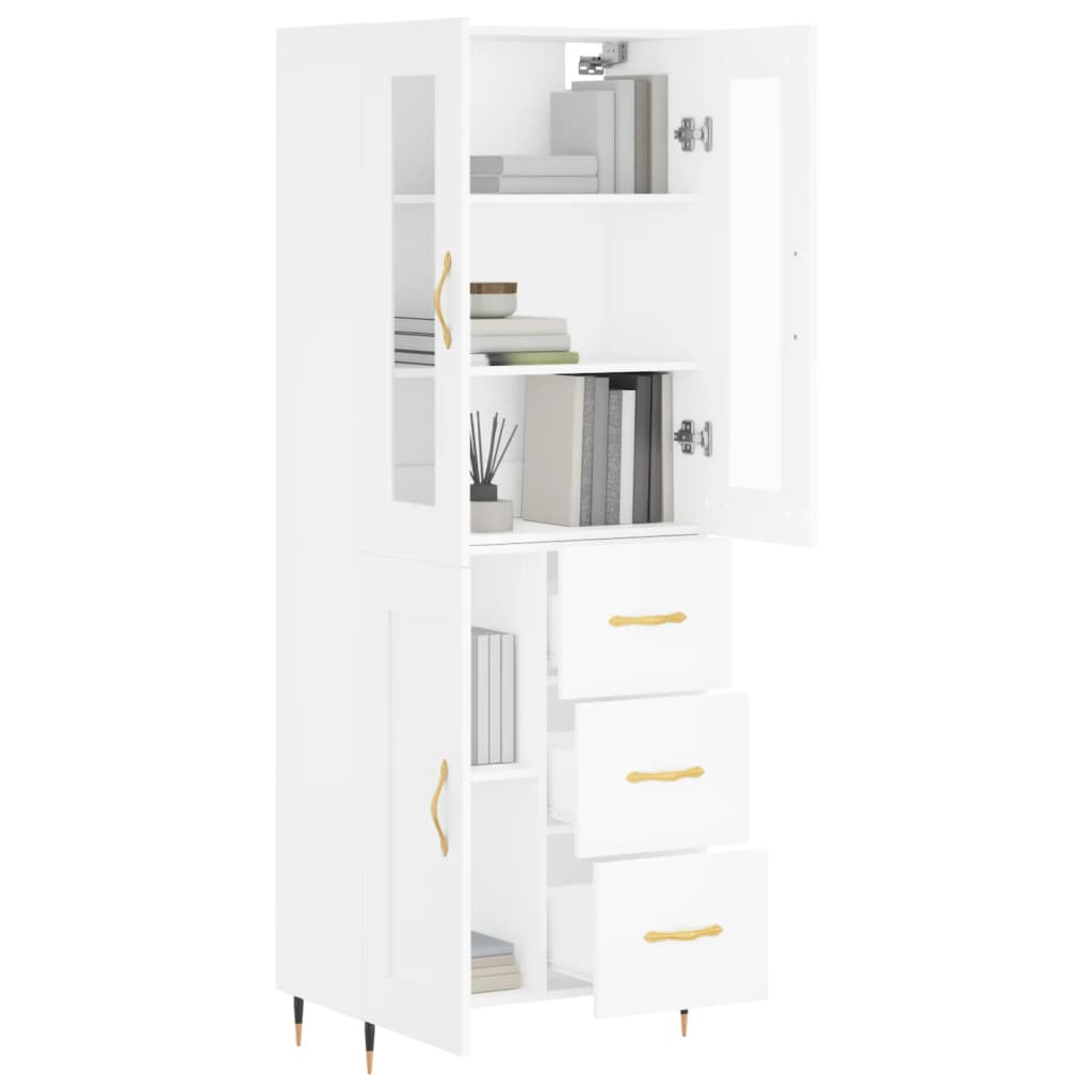 Highboard White 69,5x34x180 cm Engineered Wood