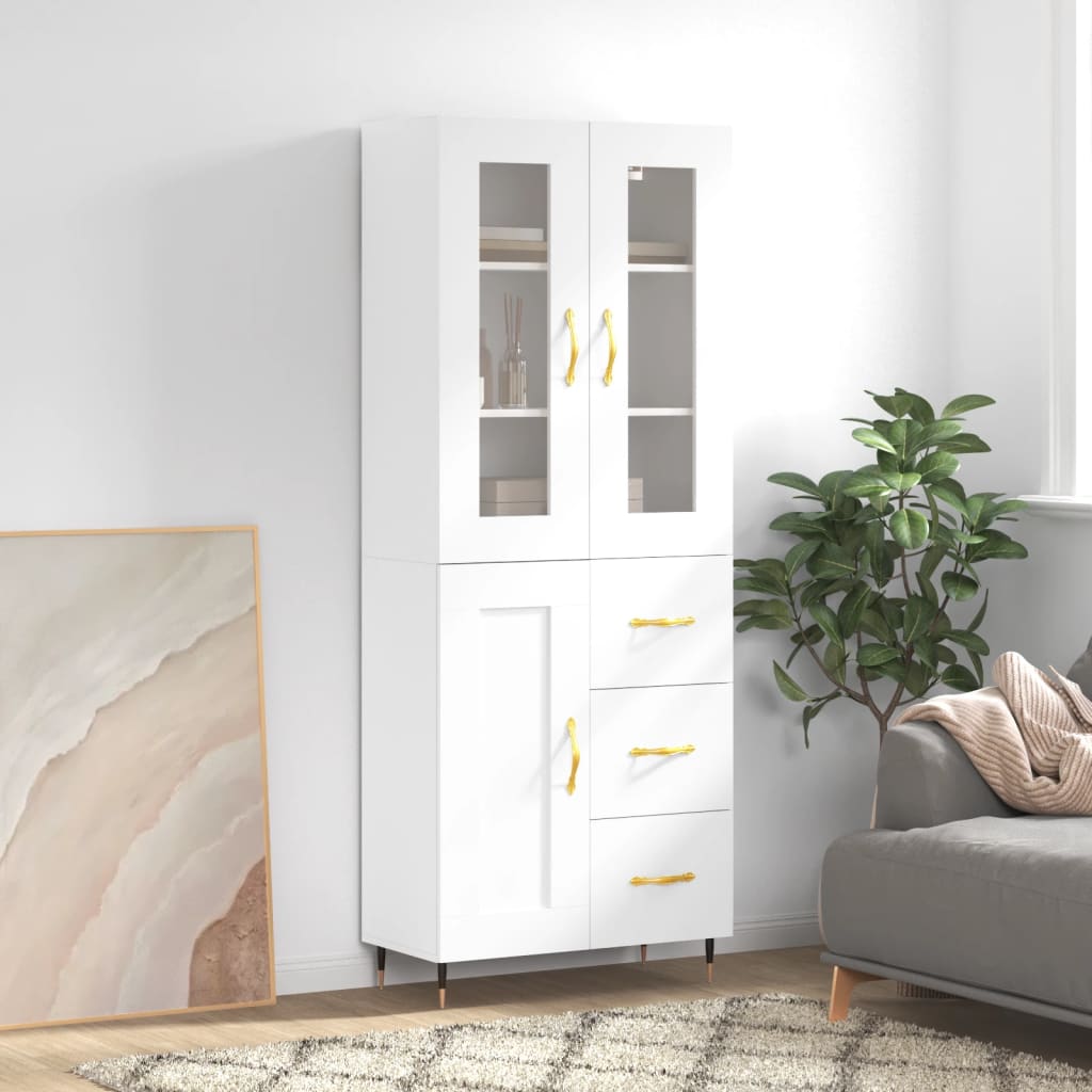Highboard White 69,5x34x180 cm Engineered Wood