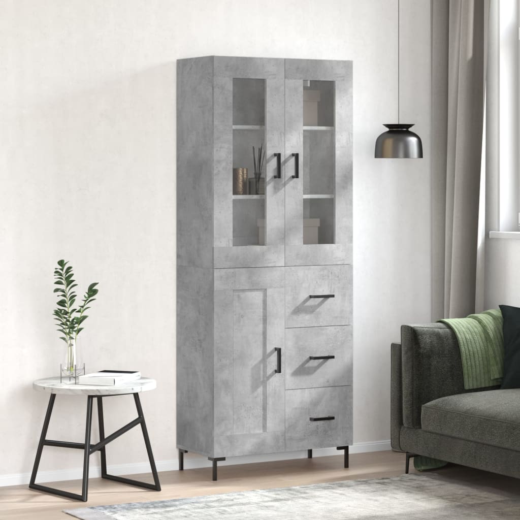 Highboard Concrete Grey 69,5x34x180 cm Engineered Wood