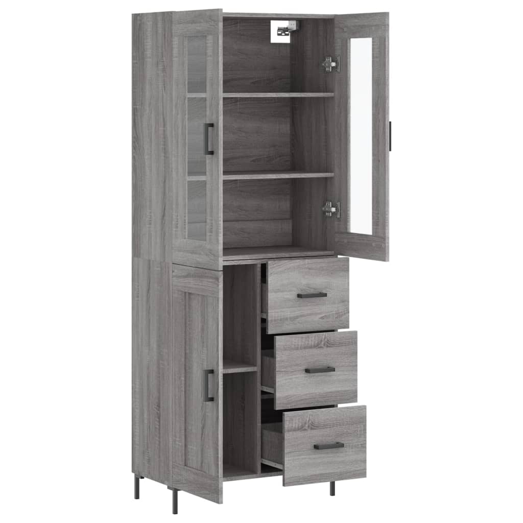 Highboard Grey Sonoma 69,5x34x180 cm Engineered Wood