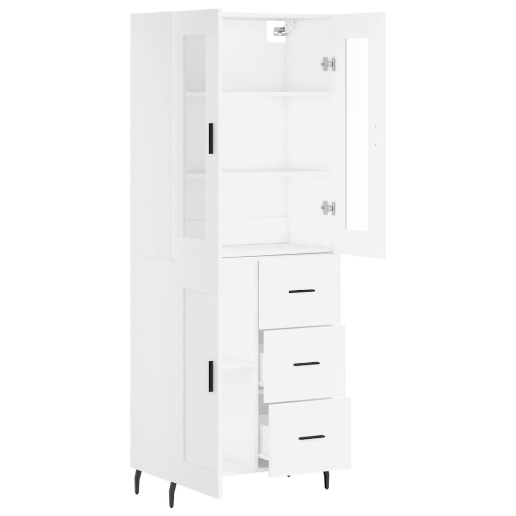 Highboard White 69,5x34x180 cm Engineered Wood