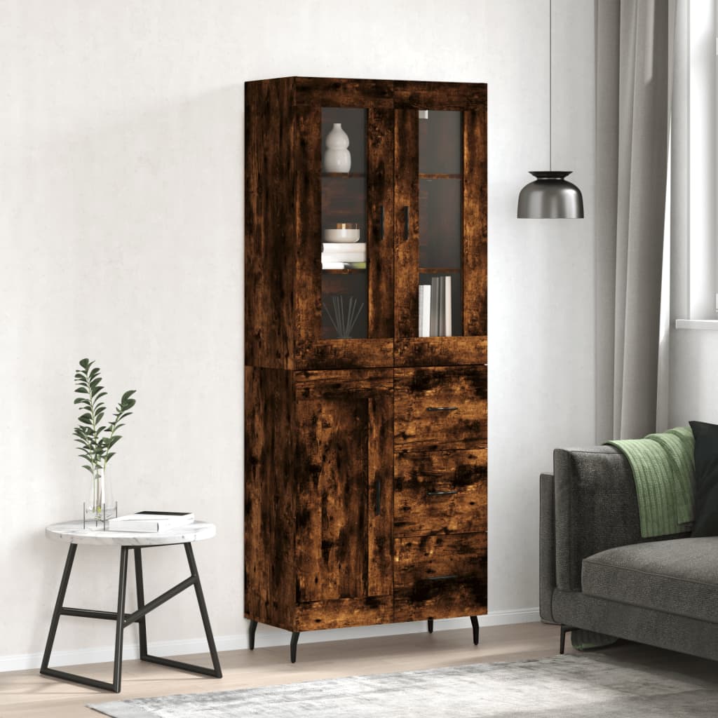 Highboard Smoked Oak 69,5x34x180 cm Engineered Wood