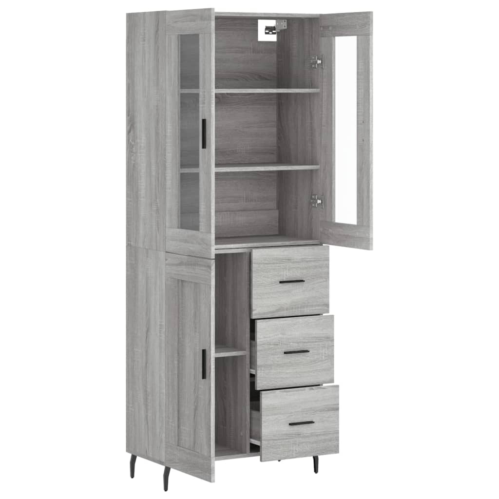Highboard Grey Sonoma 69,5x34x180 cm Engineered Wood
