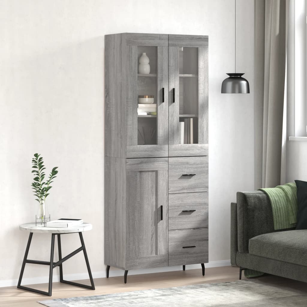 Highboard Grey Sonoma 69,5x34x180 cm Engineered Wood