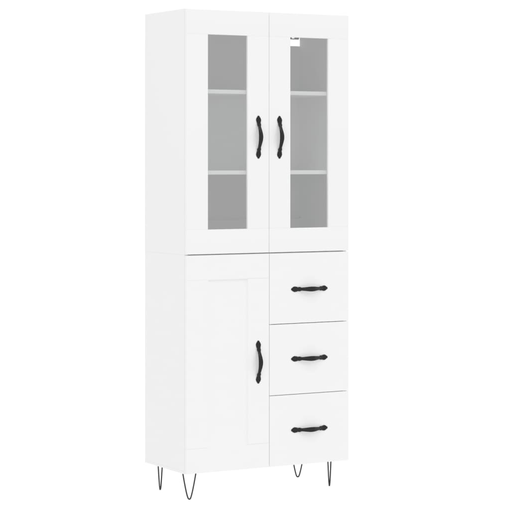Highboard White 69,5x34x180 cm Engineered Wood