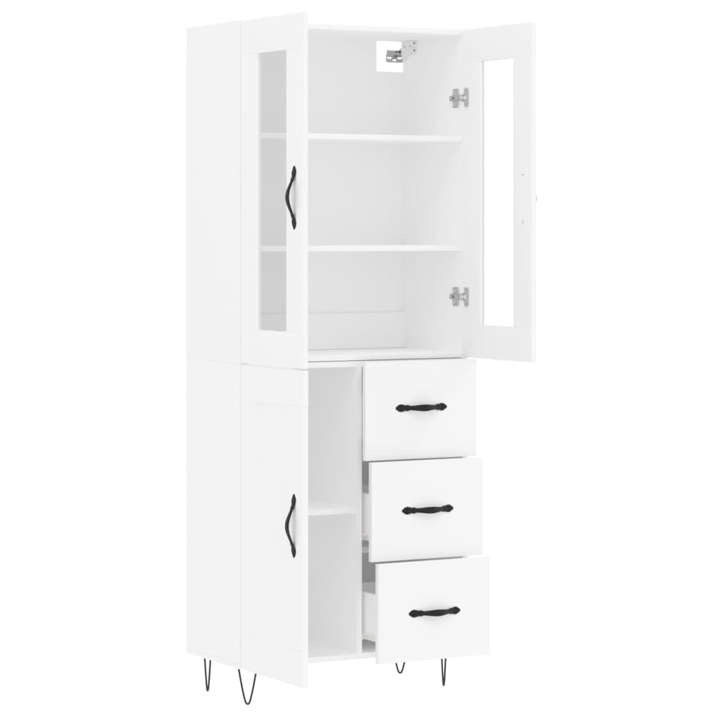 Highboard White 69,5x34x180 cm Engineered Wood
