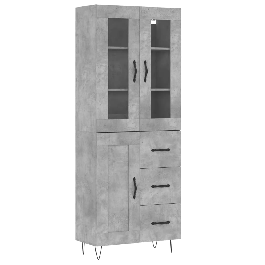 Highboard Concrete Grey 69,5x34x180 cm Engineered Wood