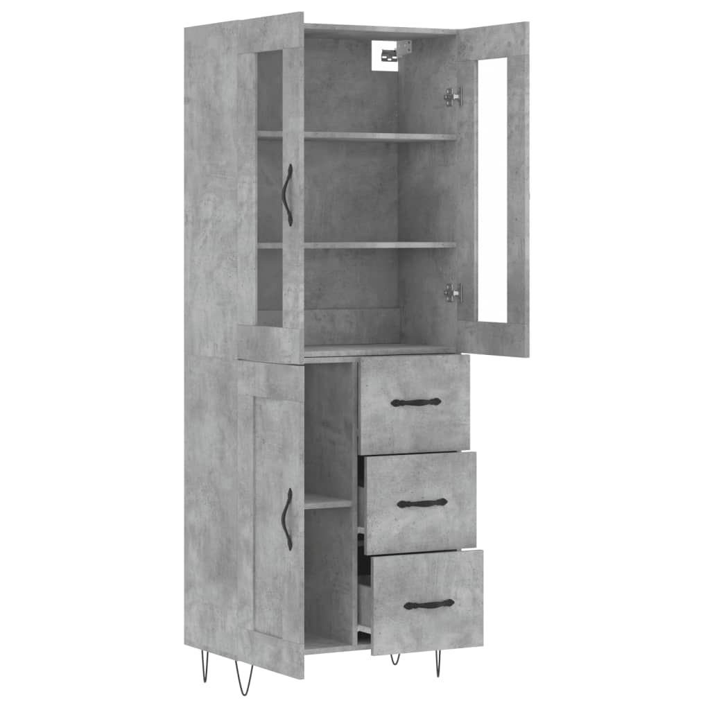 Highboard Concrete Grey 69,5x34x180 cm Engineered Wood