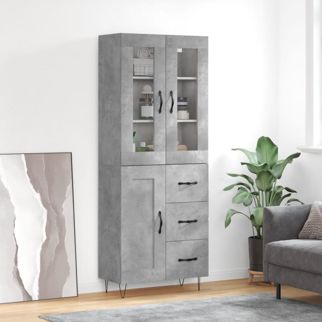 Highboard Concrete Grey 69,5x34x180 cm Engineered Wood