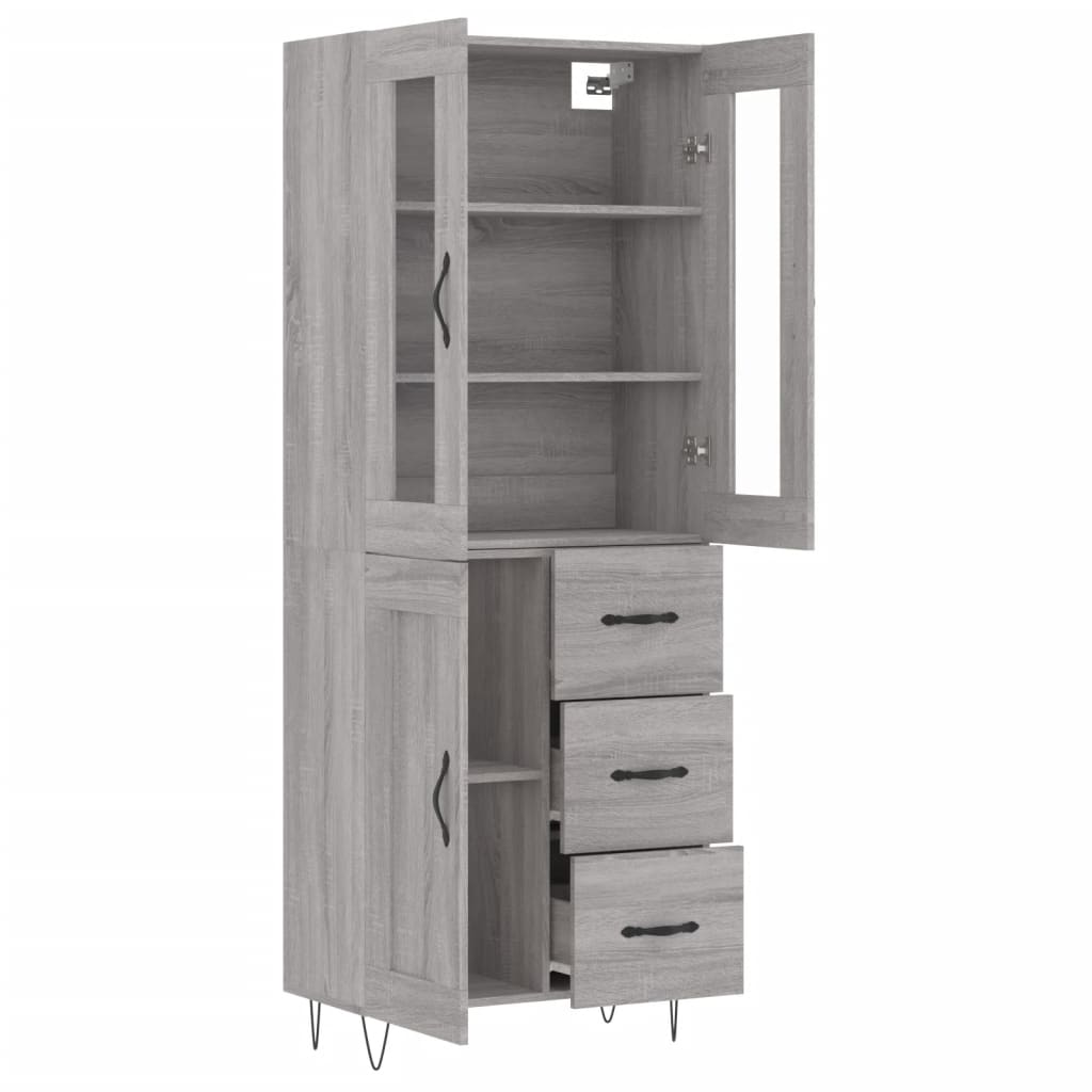 Highboard Grey Sonoma 69,5x34x180 cm Engineered Wood