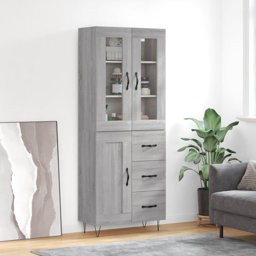 Highboard Grey Sonoma 69,5x34x180 cm Engineered Wood