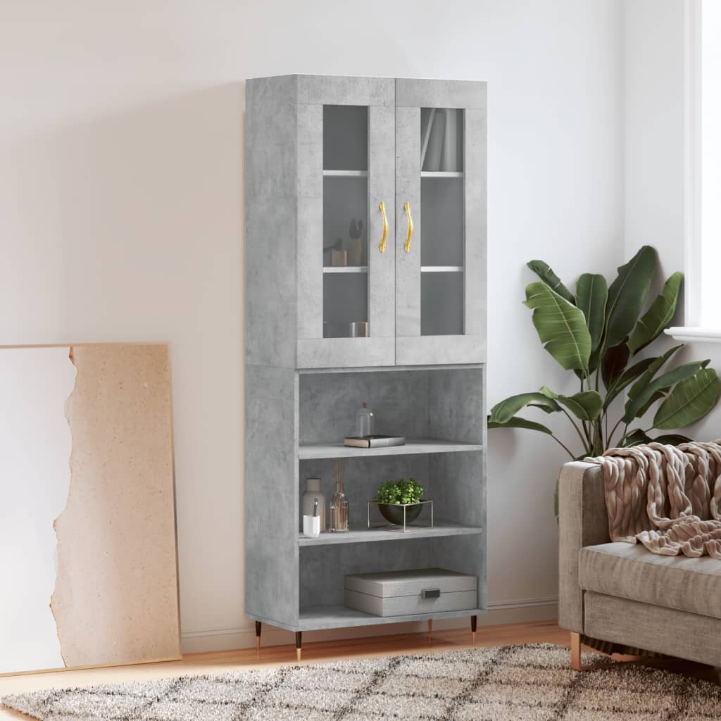 Highboard Concrete Grey 69,5x34x180 cm Engineered Wood